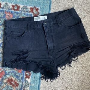Abercrombie & Fitch Black Distressed Cutoffs